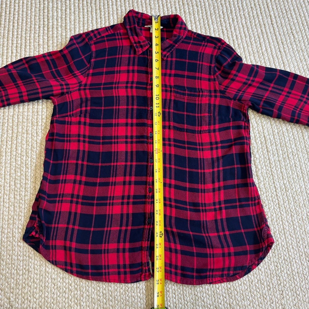 Lucky Brand Women’s Plaid Button Up Shirt Large Red Black Rayon Long Sleeve - Picture 7 of 11